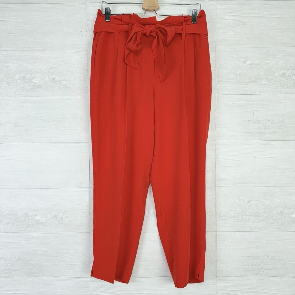 Boden Melina High Waist Paperbag Trouser Pants Size 10 R Poppy Red Preppy Office - Picture 14 of 15